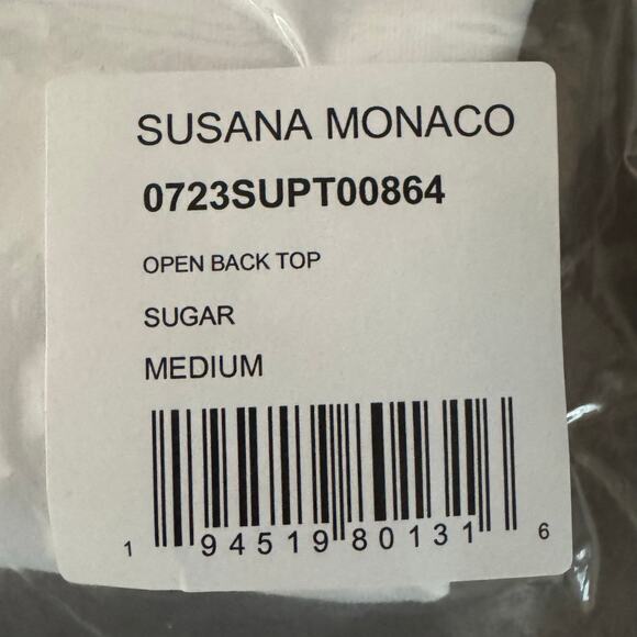 Susana Monaco Short Sleeve Open Back Crop Top in White NWT Size Medium - Picture 6 of 9